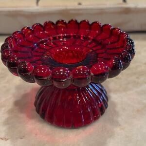 Vintage colonial candle co. Red glass candle holder